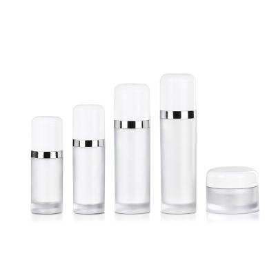 Empty White Frosted  Skincare Packaging Set, Refillable Lotion Pump Bottle Face Cream Cosmetic Jars