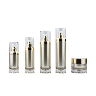 Gold Press Pump Cosmetic Bottle PETG PET ABS Material for Serum  Lotion Skincare