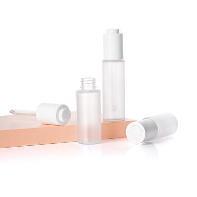Frosted Plastic Dropper Bottle White Cap Cosmetic Serum Essential Oil Container